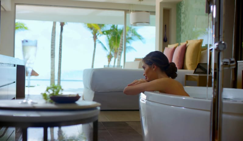 Secrets Riviera Cancun - Preferred Club Master Suite  Oceanfront Swim Out Woman Relaxing